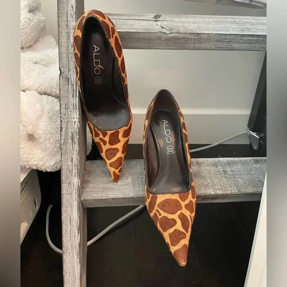 ALDO GIRAFFE PRINT PONY HAIR POINTED TOE STILETTOS SIZE 36/6 - Picture 9 of 12